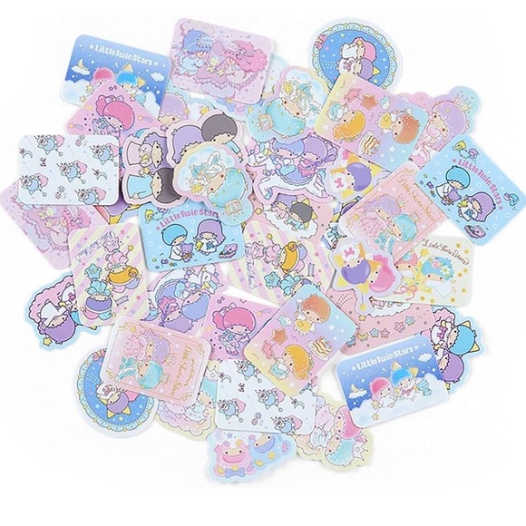 Accessories - Twin Star Cute Kawaii Stickers Set w/ PVC durable envelope container